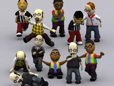3DRT - Toonworld Characters Males Low-poly 3D model