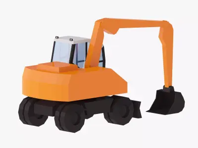 Excavator Construction Loader TW160 Simplified Low-poly 3D model