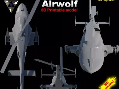 Airwolf Bell 222 Replica 3D print model
