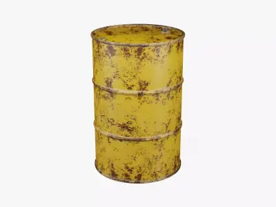 Steel Barrel - Yellow - Rusted 3D model