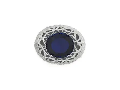 vintage brooch branches with large  stone  894 3D print model
