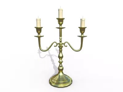 Candelabra three candle Low-poly 3D model