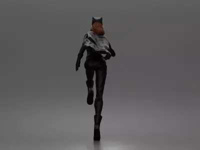 Batwoman leaps into the night wearing cowl cape gloves and boots 3D print model