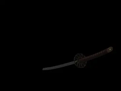 Srylized Japanese katana PBR Low-Poly game ready Low-poly 3D model