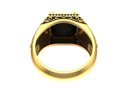 034 - Gents Black Oxodised Antique Ring 3D print model