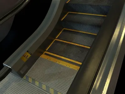 Escalators various sizes Low-poly 3D model