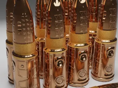 Bullets gold Low-poly 3D model