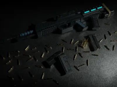 FENDER M6 Assault Rifle Low-poly 3D model