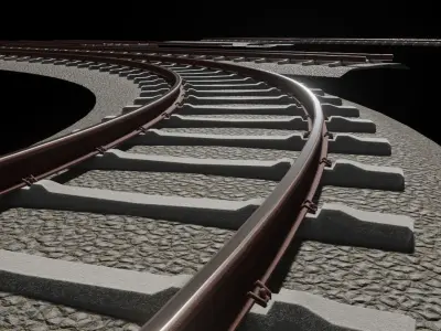 Railway Tracks - Procedural Shader Nodes - Curve-Based Editable 3D model