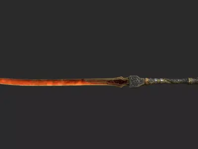 Science fiction style fire element long knife 3D model