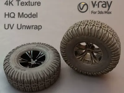 Off-road tire and wheel Free 3D model