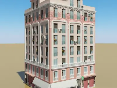 Photorealistic Low Poly Building 3D model 2