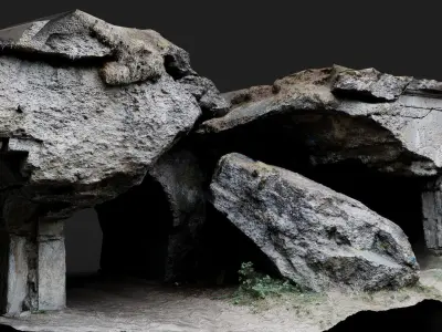 ww2 destroyed bunker front wall concrete photogrammetry Low-poly 3D model