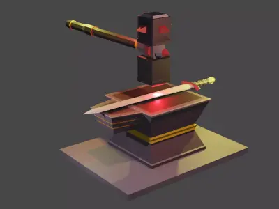 Ancient Iron Sword Forging system for black smith Free low-poly 3D model