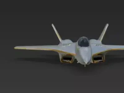 Luxury Stealth Fighter 3D Model Pristine Gold Warplane Low-poly 3D model