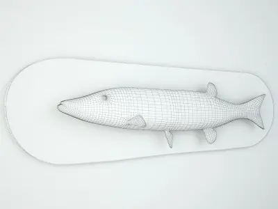 Antique Painted Carved Wood Fish Wall Sculpture 2 3D model