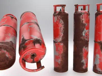 Side-Rusted Long Gas Cylinder Low-poly 3D model