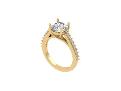 Solitaire Engagement Ring 3D print model 74