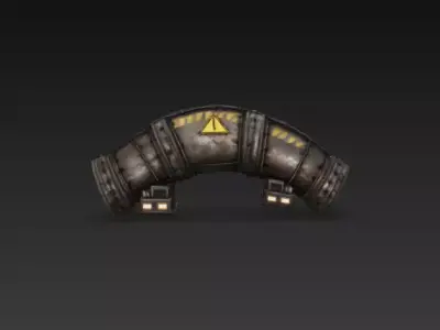 Industrial Sci-Fi Curved Pipeline Pipe - PBR Low Poly Game Ready Low-poly 3D model