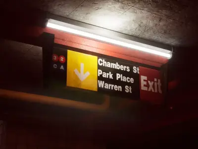 Metro Sign Low-poly 3D model