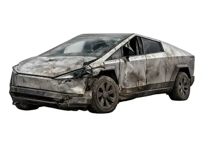 Abandoned cyber truck Low-poly 3D model