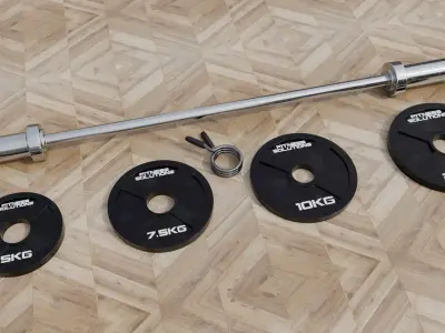 Weights and Olympic Bar 3D model