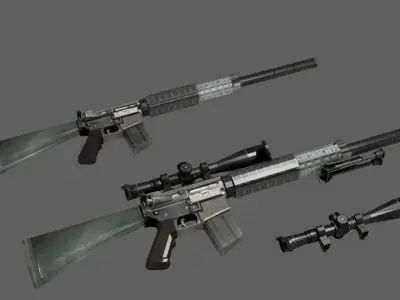 PACK OF 3 SNIPER GUNS LOW POLY MODELS Low-poly 3D model