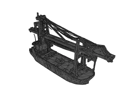 LowPoly Cargo Ship with Crane Low-poly 3D model