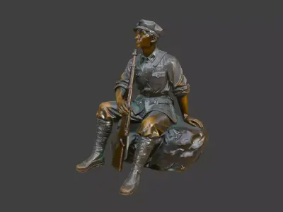 Military sculpture warrior  military battle war hero  soldier 3D print model 18