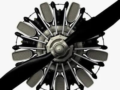 Radial Engine Plane Propeller 3D model