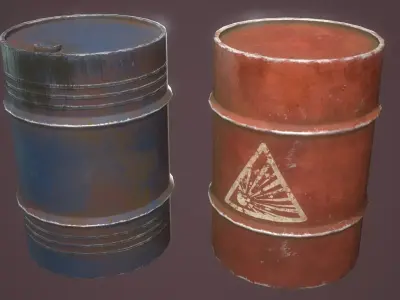 Barrel rusty Low-poly 3D model