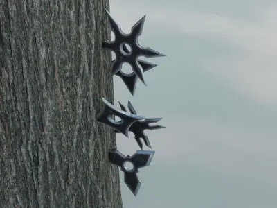 Black Ninja shuriken pack Low-poly 3D model
