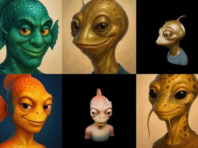 Head Fish bundle 3 pack 100 glb 3D model