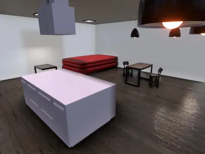 Kitchen studio hall interior 3d 3D model