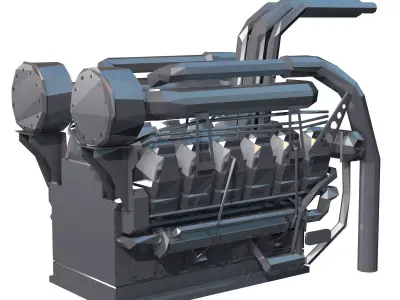 Black Engine Low Poly 3D model