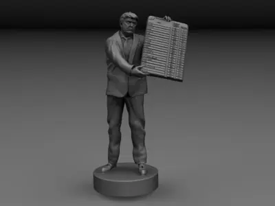 DONALD TRUMP WITH TARIFF TABLE 3D model