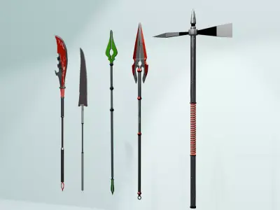Medieval Weapons Pack - 5 Game Ready Polearms  Spears 3D model