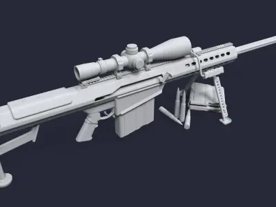 Sniper Rifle Low-poly 3D model 9