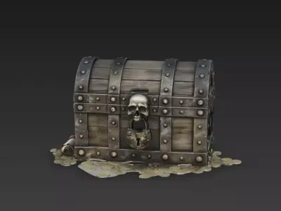 Cursed Pirate Treasure Chest Stylized PBR Fantasy Asset 3D model