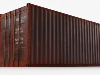 20Ft Cargo Container - Black - Rusted 3D model