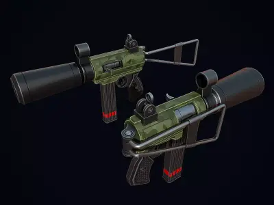 Stylized Silent Carbine Low-poly 3D model