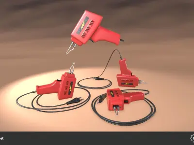 Soldering Gun Set Low-poly 3D model