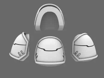 Space Knights V4 Savage Plain Shoulder Pads Type B 3D print model