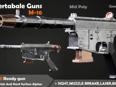 Convertable Guns M16 Low-poly 3D model