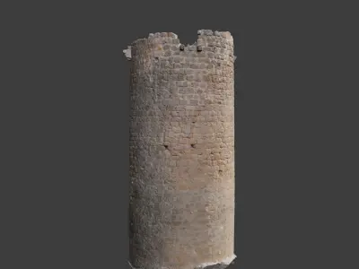 Castle Wall Tower ruins PBR Scanned Low-poly 3D model