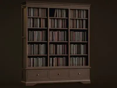 Antique Bookcase  - PBR Game Ready Low-poly 3D model