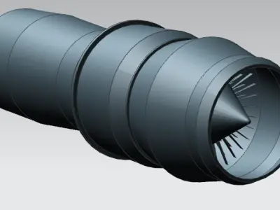aircraft engine surface modeling Low-poly 3D model