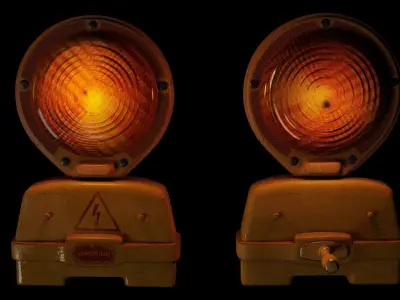 road  barrier city safety  con drum light streed Low-poly 3D model