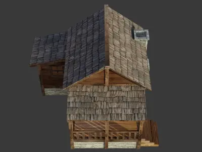 Wooden House B Low-poly 3D model