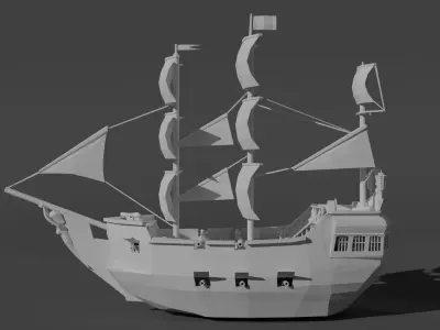 Pirate Ship Low Poly Low-poly 3D model